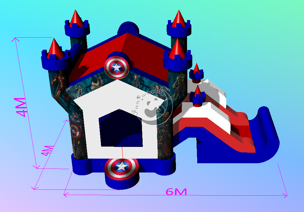 American Inflatable Bounce house with Slide FWND27