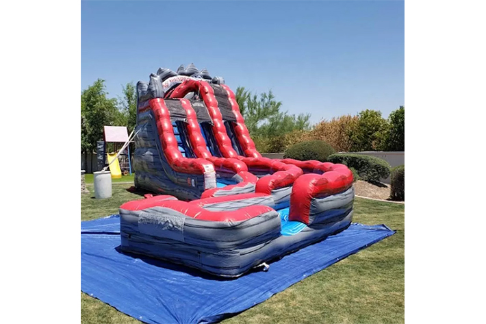Marble Curve dual lanes inflatable Water Slide FWS362
