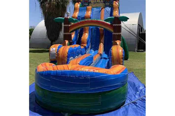 Outside palm tree inflatable games water slide FWS361