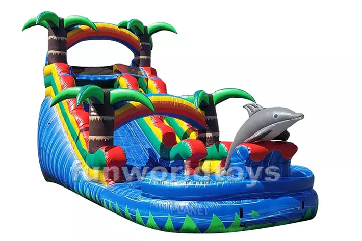 Blue dolphin inflatable water slides FWS358