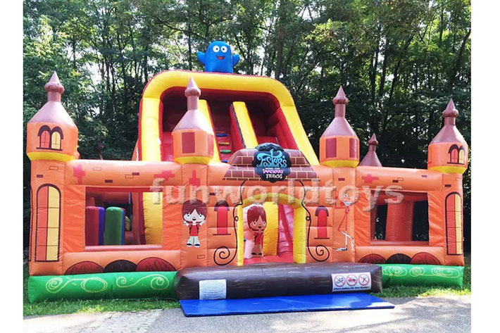Inflatable dry slide with jumping bouncer FWD266