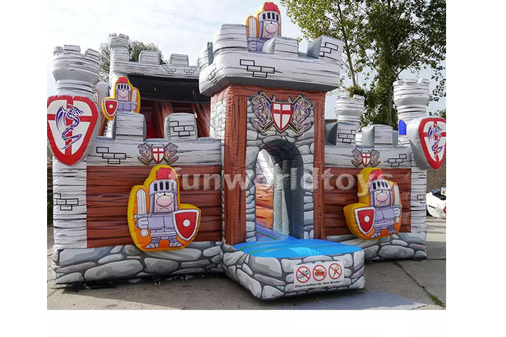 Inflatable knight castle dry slide FWD258