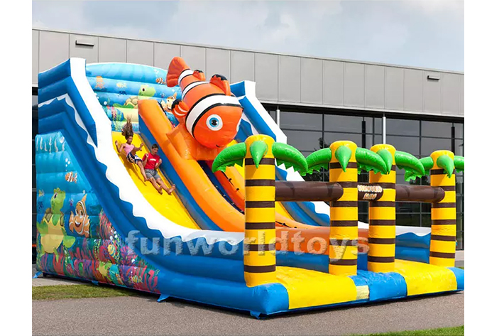 Popular design inflatable seaworld dual lane slide FWD224