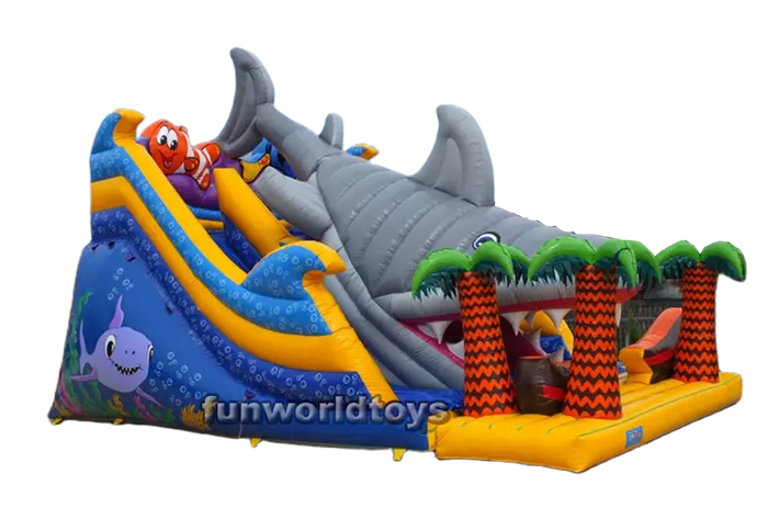 Attractive shark inflatable dry slide FWD231
