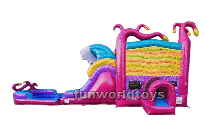 Inflatable mysteri bounce house with water slide FWZ246