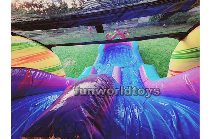 Inflatable mysteri bounce house with water slide FWZ246
