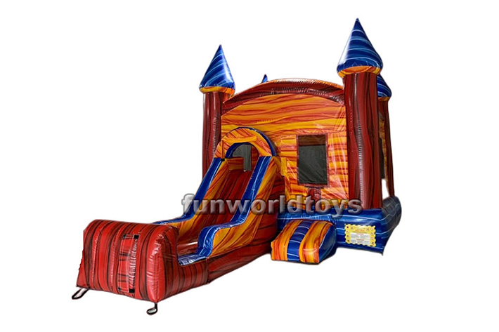 Inflatable jumping castle with wet and dry slide FWZ243