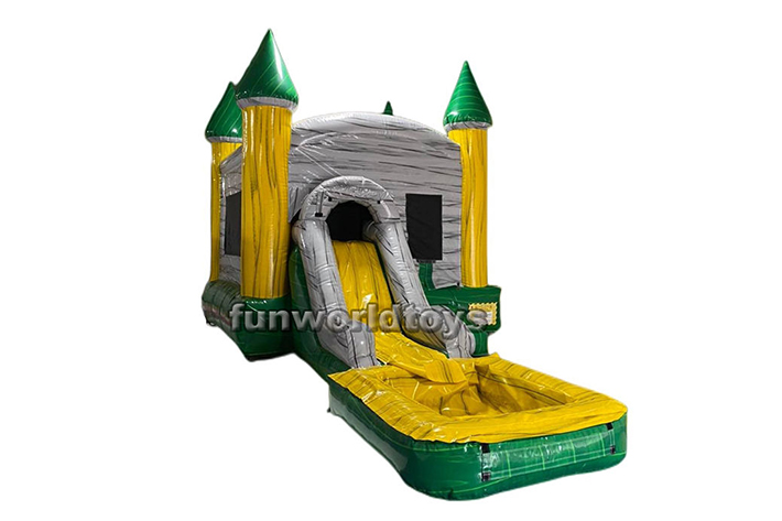 Inflatable Castle Bounce House And Dry Wet Slide FWZ244