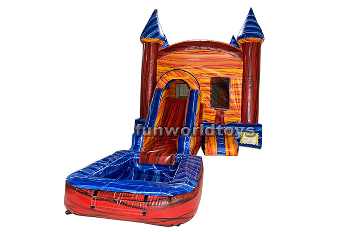 Inflatable Castle Bounce House And Dry Wet Slide FWZ244