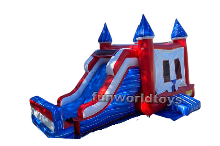 Inflatable yellow dual water slide with bounce FWZ241