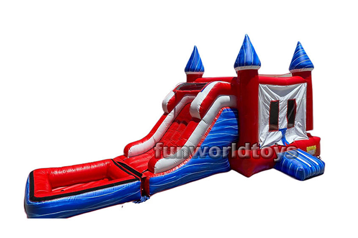 Inflatable yellow dual water slide with bounce FWZ241