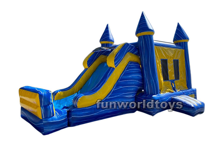 Inflatable yellow dual water slide with bounce FWZ241