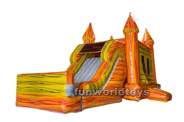 Inflatable yellow dual water slide with bounce FWZ241