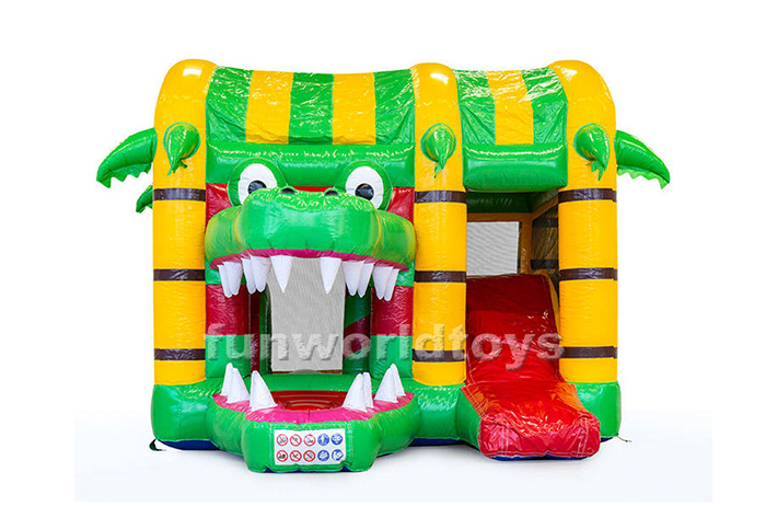 Cheap kids crocodile bounce house slide combo FWZ376