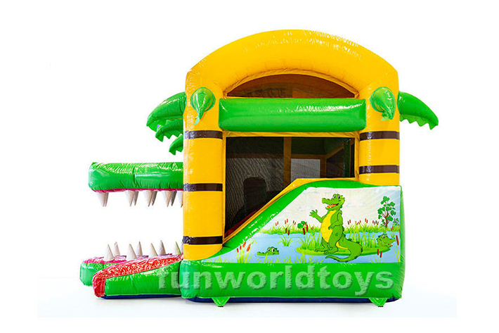 Cheap kids crocodile bounce house slide combo FWZ376