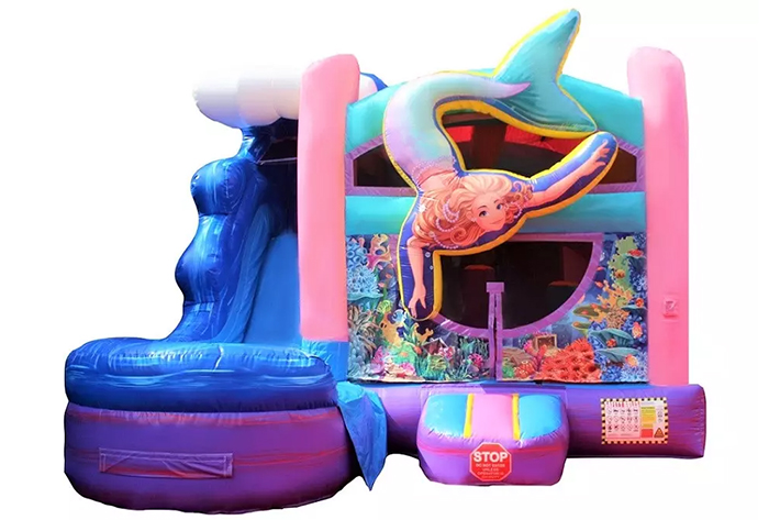 Kids dual lane mermaid jump wave combo waterslide FWZ360