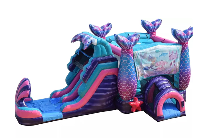 Kids dual lane mermaid jump wave combo waterslide FWZ360
