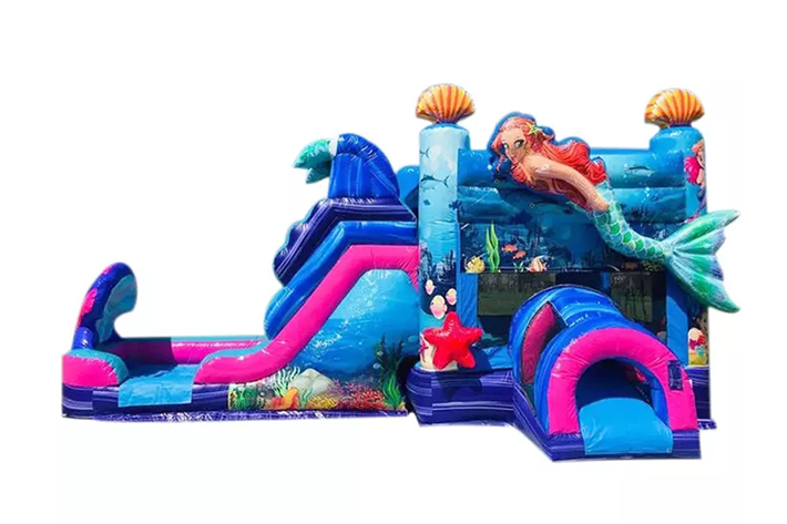 Kids dual lane mermaid jump wave combo waterslide FWZ360
