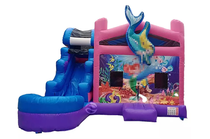 Kids dual lane mermaid jump wave combo waterslide FWZ360