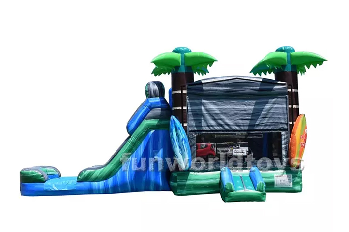 Palm tree water slide bounce house combo FWZ276