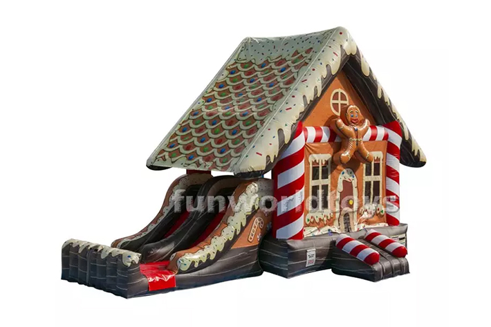 Attractive tropical inflatable castle and slide combo FWZ270