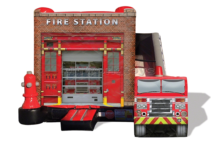 Inflatable Fire Station Bounce House With Water Slide FWZ365