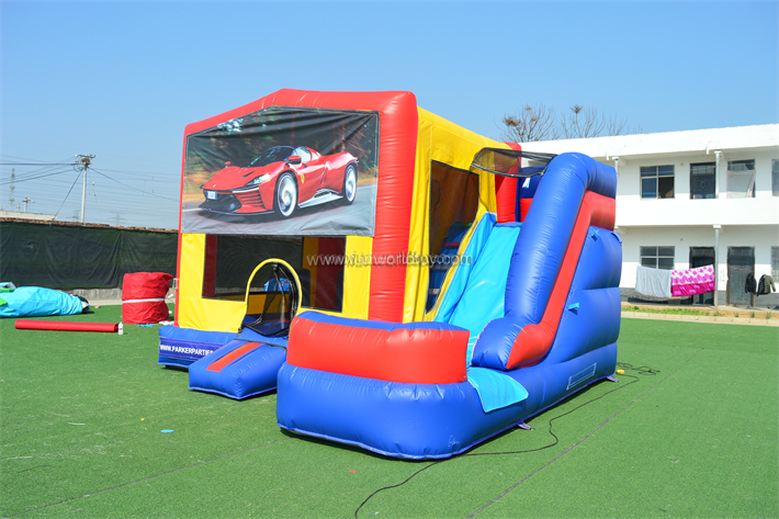 Red Yellow and Blue Bounce House With Slide FWZ403