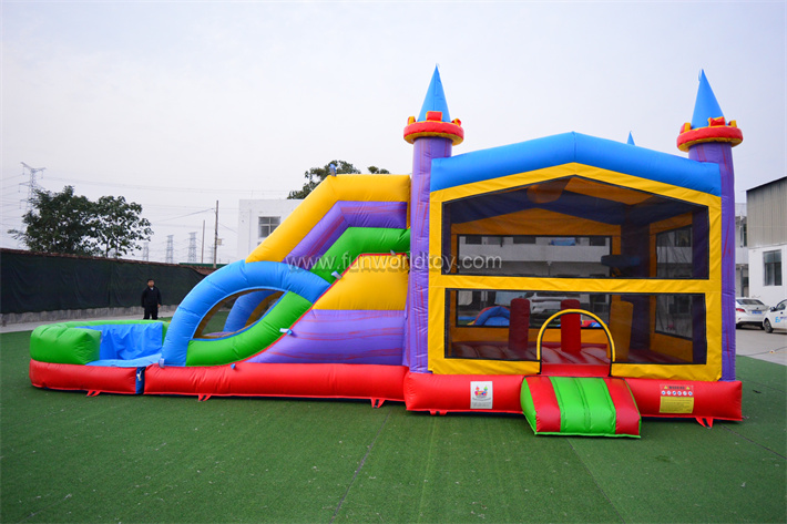 Red Yellow And Blue Slide With Bounce House FWZ418
