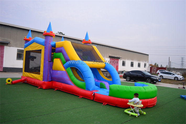 Red Yellow And Blue Slide With Bounce House FWZ418