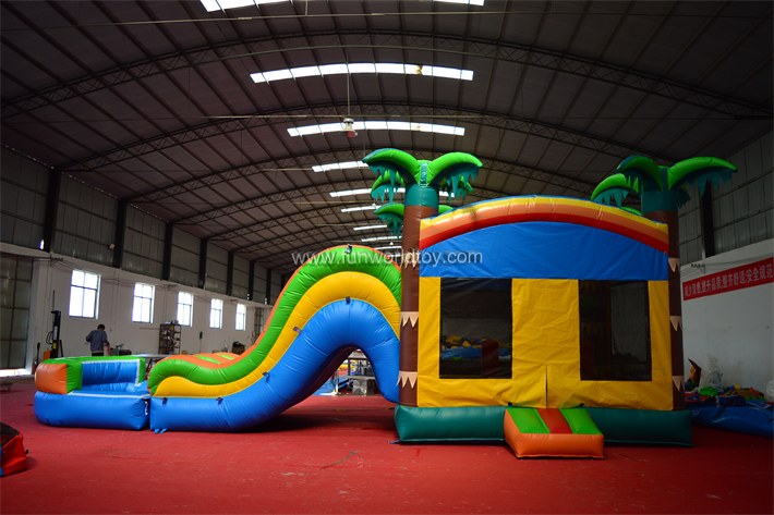 Palm Tree Trampoline With Slide FWZ423