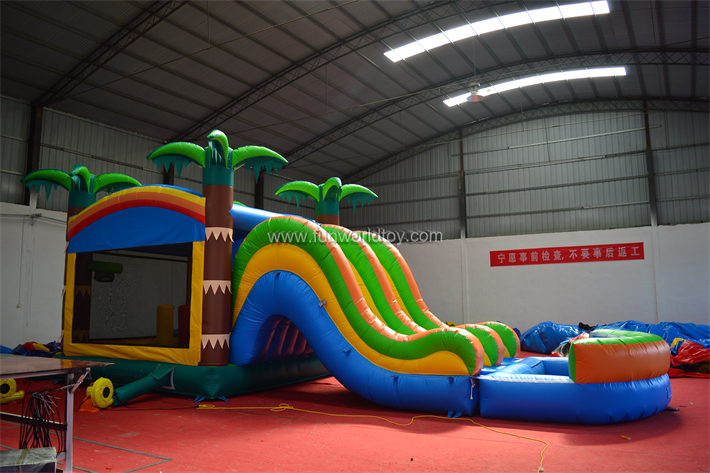 Palm Tree Trampoline With Slide FWZ423