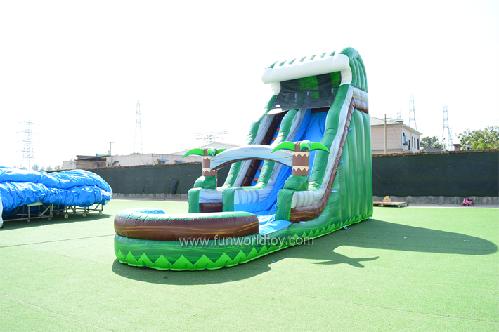 Green Inflatable Water Slide FWS409