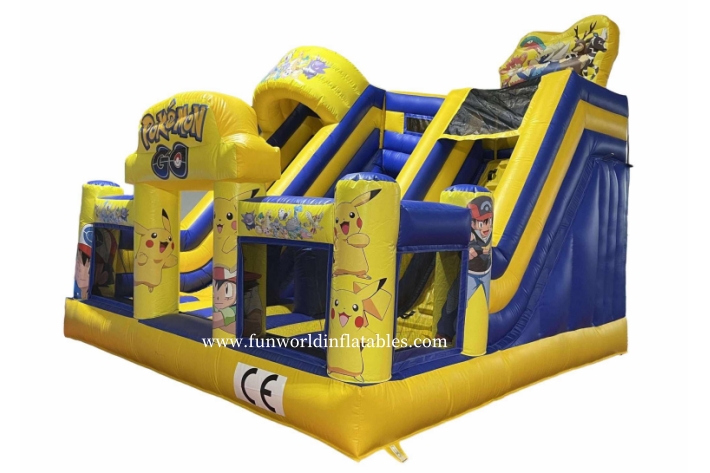 Inflatable Pika chu cartoon bouncy slide FWS433
