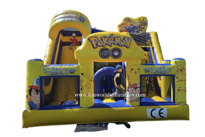 Inflatable Pika chu cartoon bouncy slide FWS433