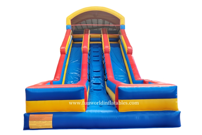 Pvc Double-lane Inflatable Water Slide with Pool FWS431