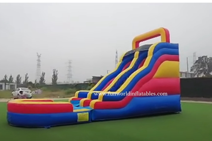 Red Blue And Yellow Inflatable Water Slide with Pool FWS430