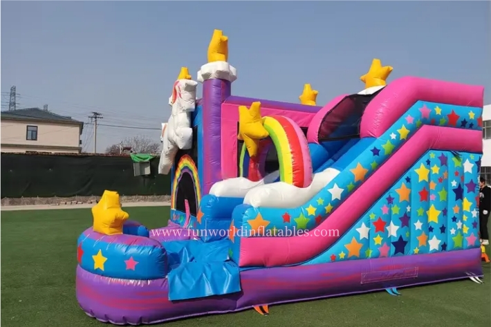 Unicorn Star Bounce House With Slide FWZ459